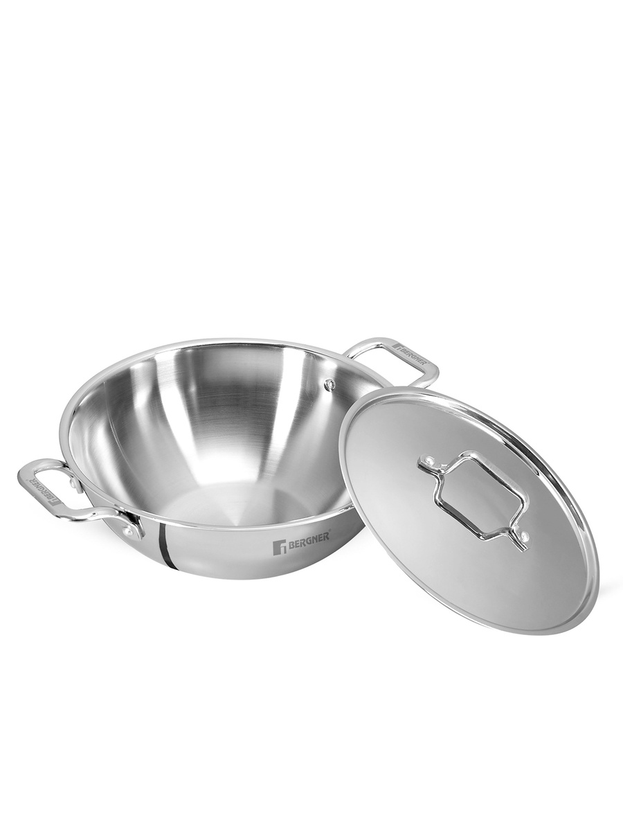 TriPro 24cm (3.1L) Triply Stainless Steel Deep Stir-fry Pan with Lid