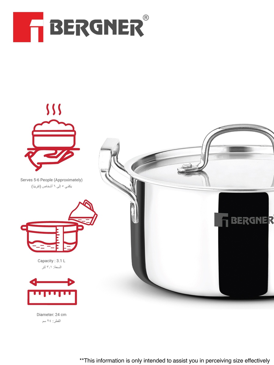 Tripro 24cm (3.1L) Tri-Ply Stainless Steel Casserole