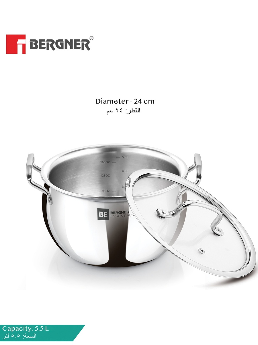 Essentials 24cm (6.5L) Tri-Ply Stainless Steel Large Rice Pot