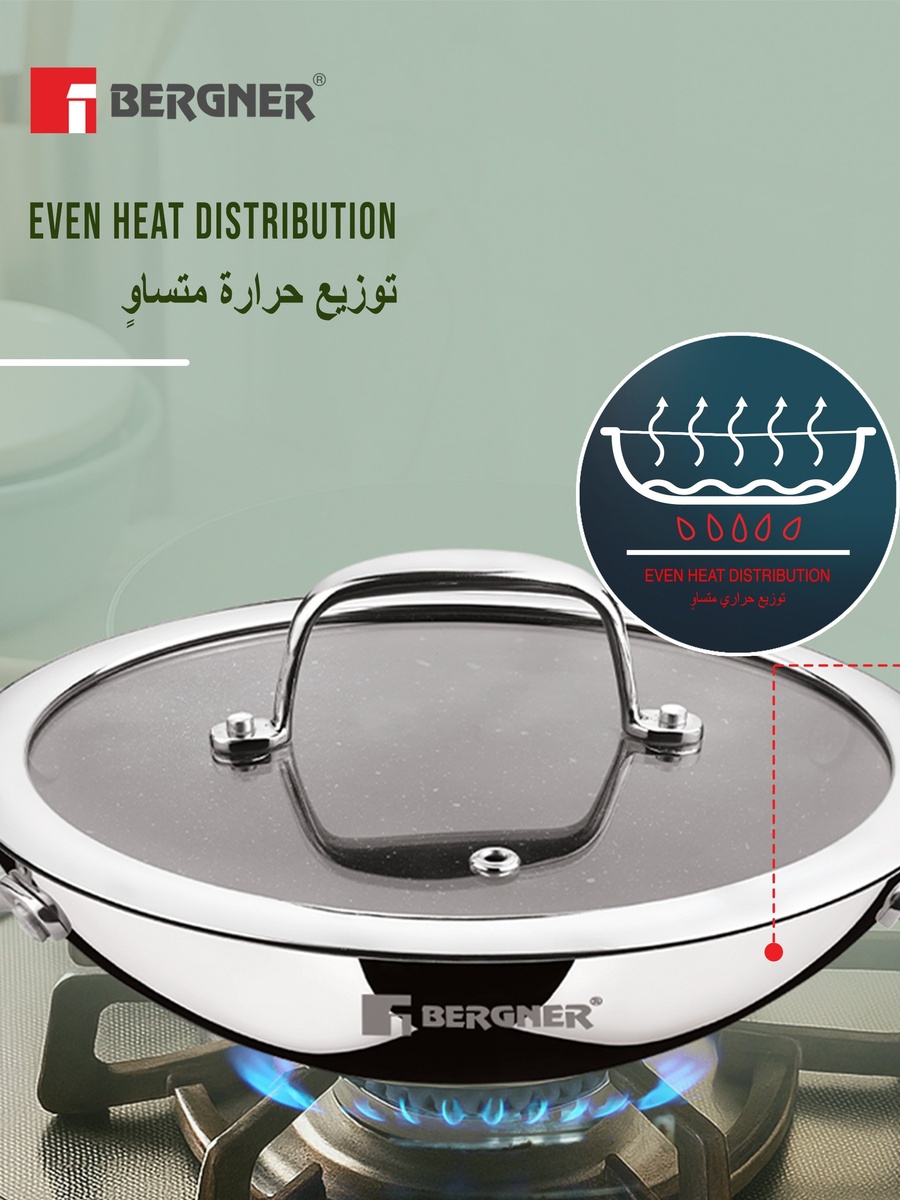 Argent Samsara 21cm Tri-Ply Stainless Steel Appam Pan with Glass Lid