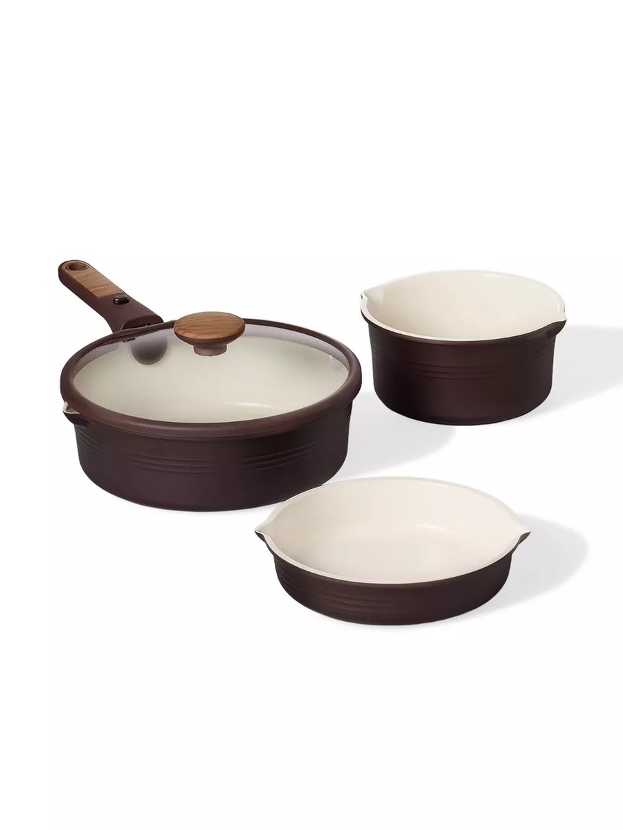 24-Piece Ceramic Nonstick Cookware Set with Detachable Handle
