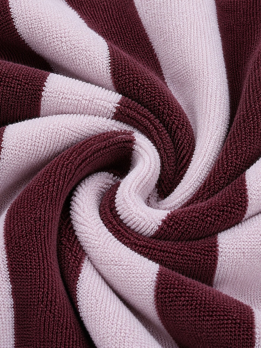 1-Piece Striped 100% Cotton Bathrobe XL, 380 GSM, Kimono Collar, Soft Absorbent, Belt and Pockets - Silver