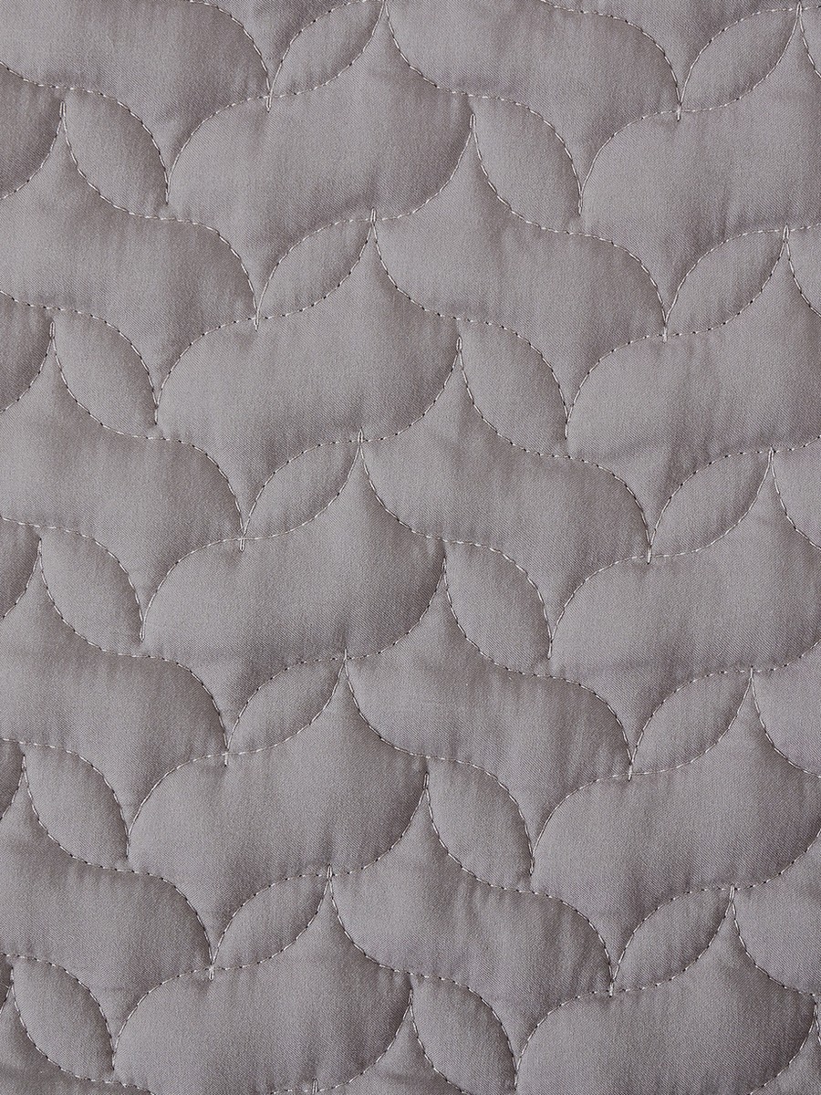 3-Pieces Single Size Reversible Ogee Arch Quilted Bedspread Set 170X230 Cm, Soft Microfiber - Grey