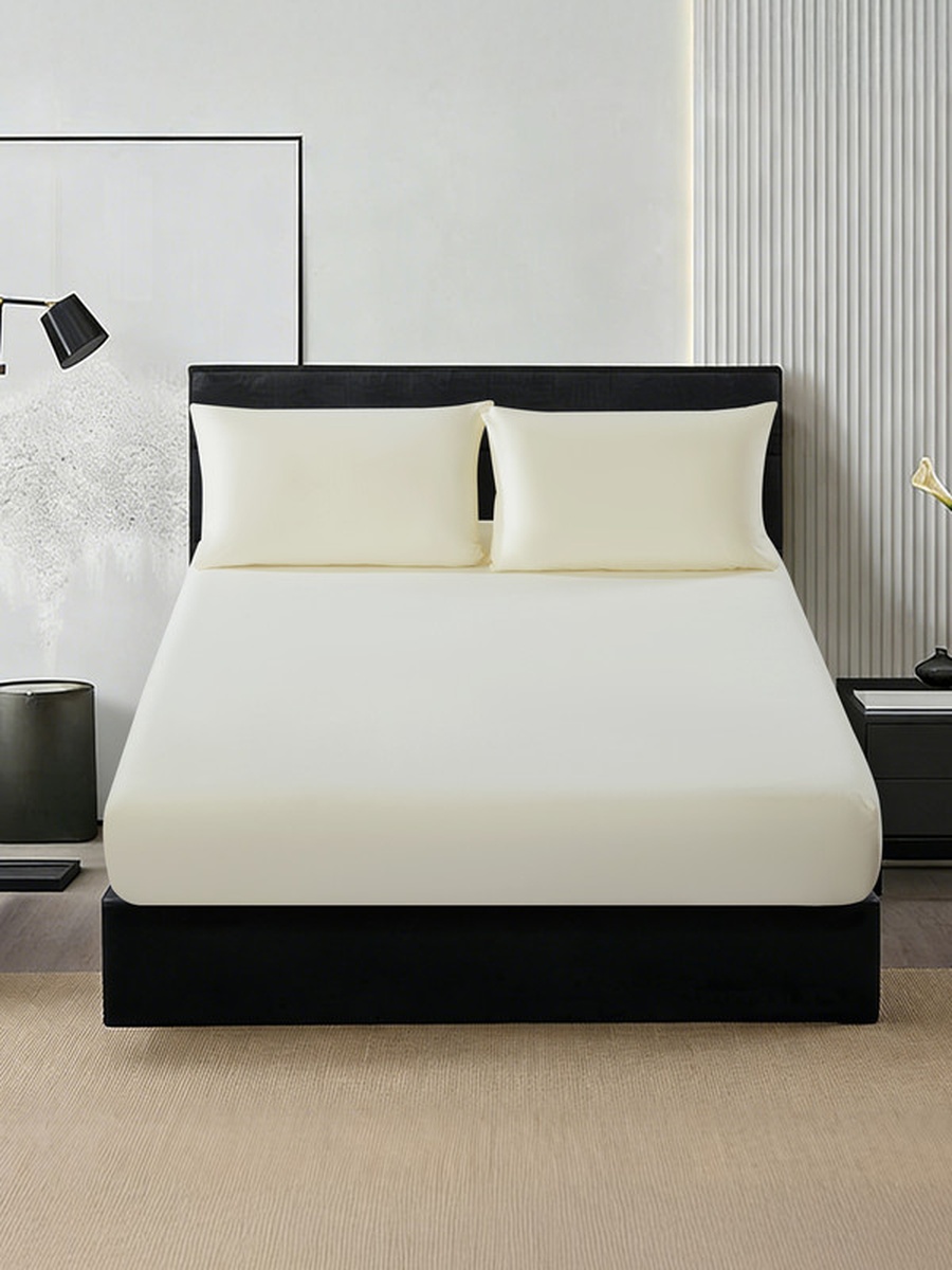 Fitted Sheet Set 120X200 Cm Twin Size, 1 Sheet and 1 Pillowcase, 30 Cm Deep Pocket - White