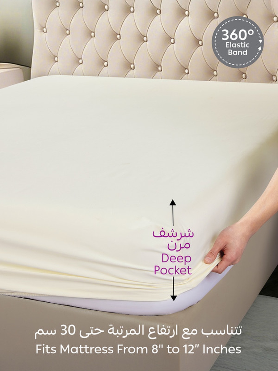 Fitted Sheet Set 120X200 Cm Twin Size, 1 Sheet and 1 Pillowcase, 30 Cm Deep Pocket - White