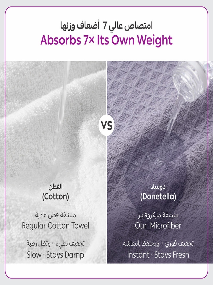 4-Pieces Microfiber Waffle Weave Bath Towel 310 GSM 70X140 Cm Soft Quick Dry - Grey