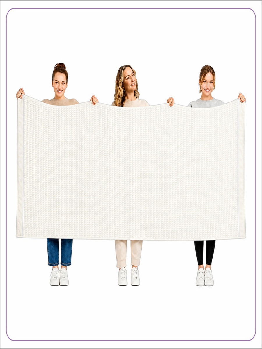 1-Piece Microfiber Waffle Weave Bath Sheet 310 GSM 90X180 Cm Soft Quick Dry - White