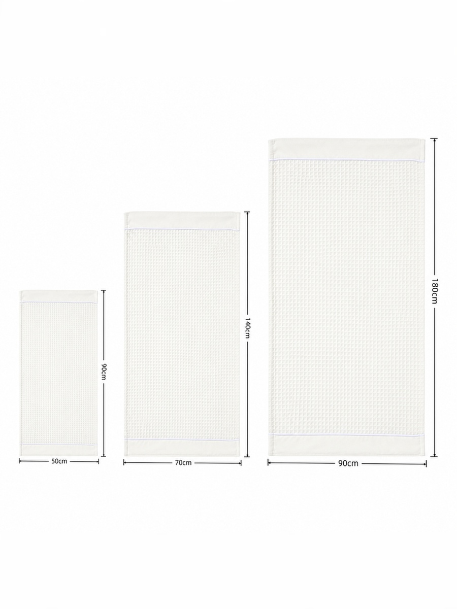 3-Pieces Microfiber Waffle Weave Towel Set 310 GSM 50X90 Cm Soft Quick Dry, White