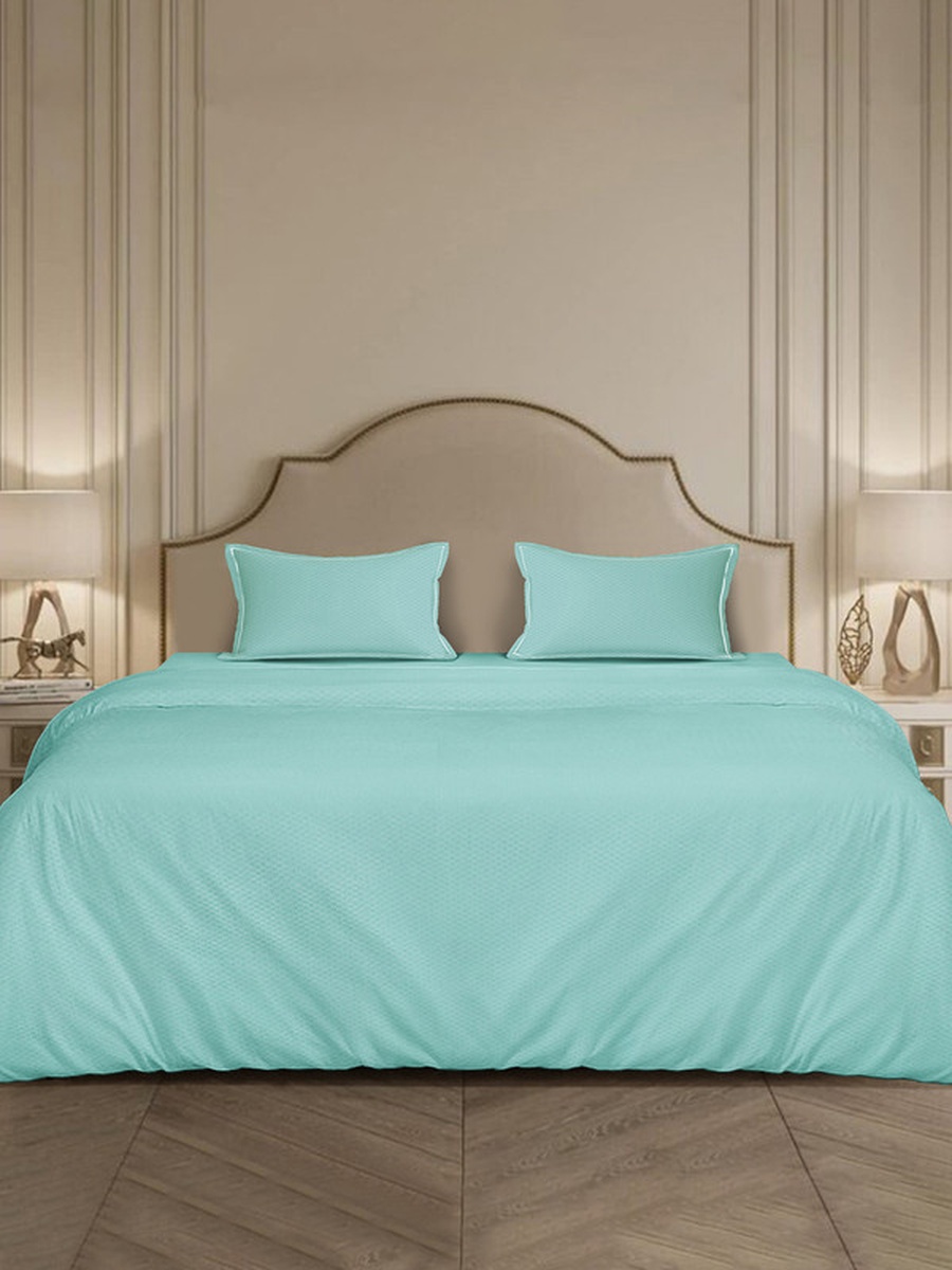 100% Cotton 4-Pieces Bedding Set, Micro Checks - Stratosphere Blue