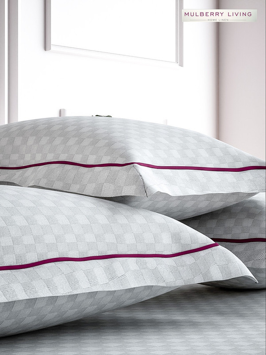 100% Cotton King Flat Bedsheet With 2 Pillow Covers - 300TC Urban Grid - White