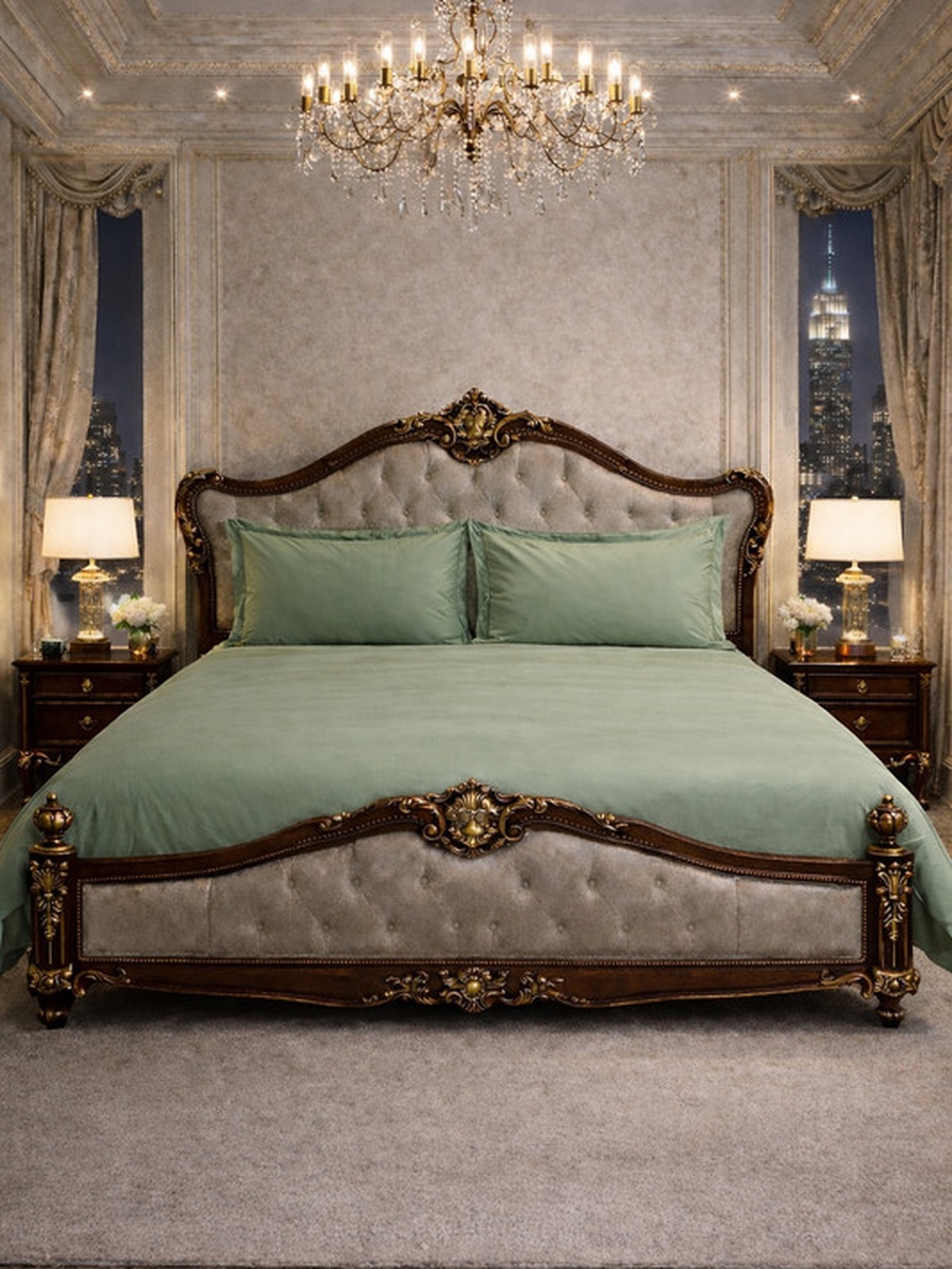 100% Tencel With Merrow King Flat Bedsheet 3-Pieces Set- Sage Green