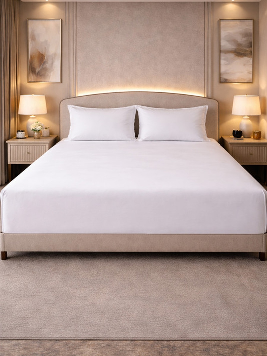 100% Cotton Giza King Flat Bedsheet 3-Pieces Set- White