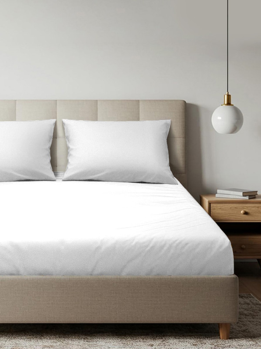 100% Cotton King Bedsheet Set, 1000 TC Pure Essence - White