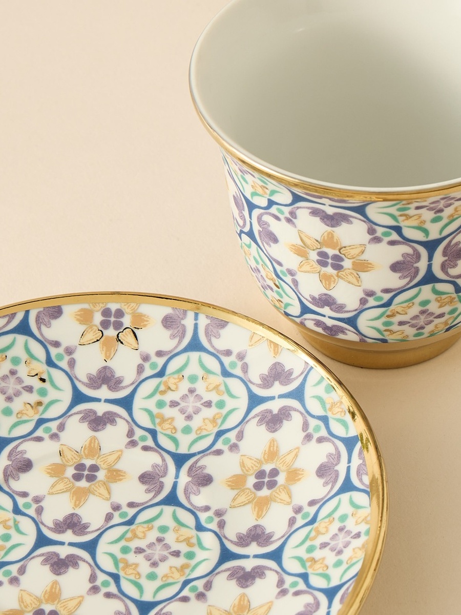 Mosaica 13-Piece Porcelain Cup and Saucer Set - 220 ml