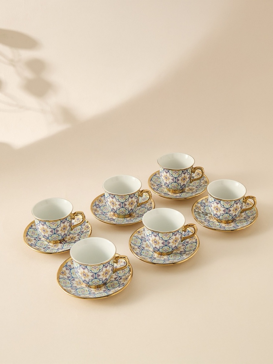 Mosaica 12-Piece Printed Cup and Saucer Set