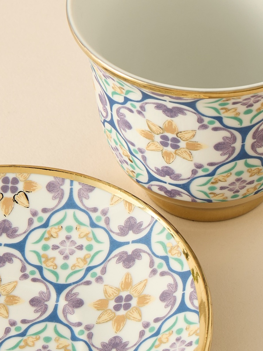 Mosaica 12-Piece Printed Cup and Saucer Set