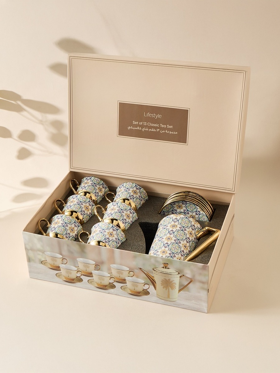 Mosaica 12-Piece Printed Cup and Saucer Set