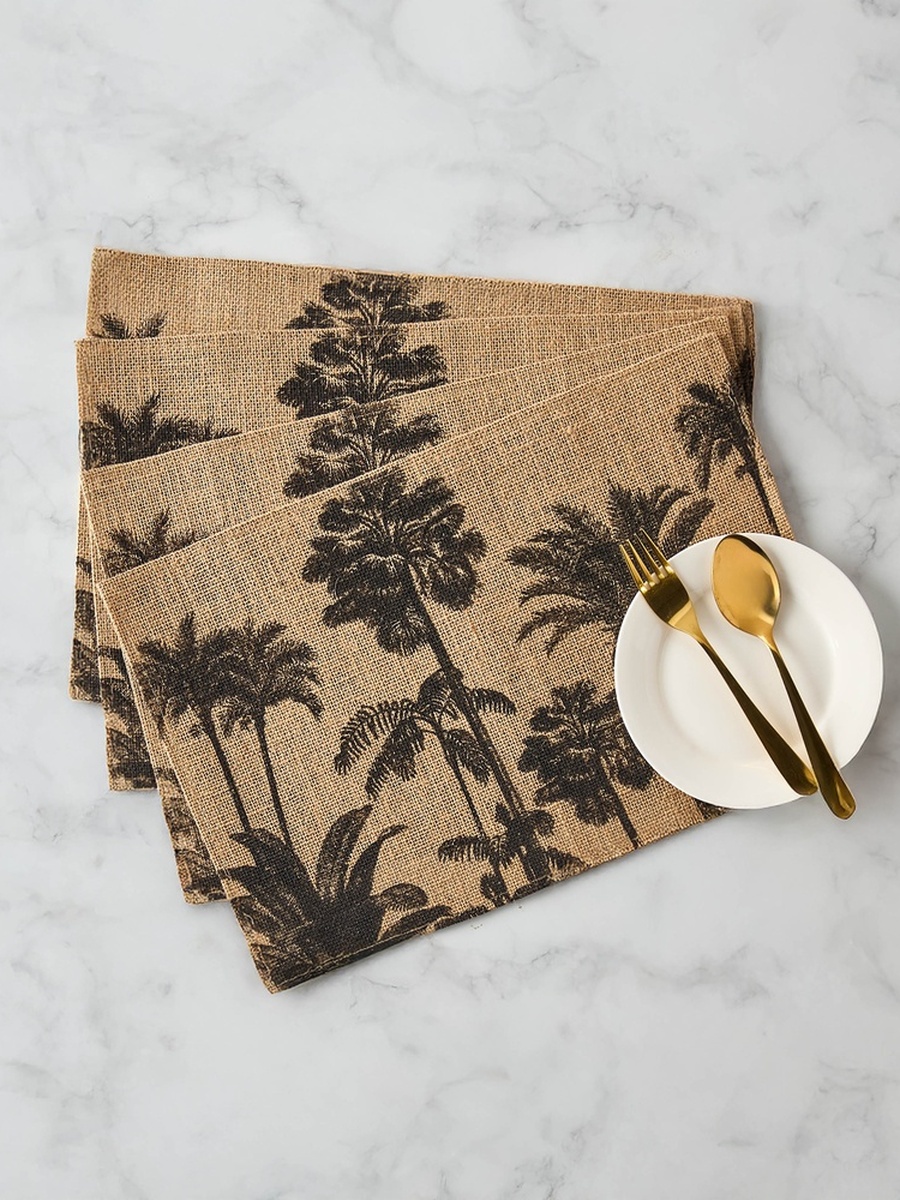 Palm Tree Print Jute Placemat - Set of 4
