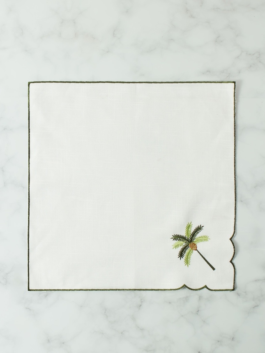 Palm Tree Embroidered Napkin - Set of 4