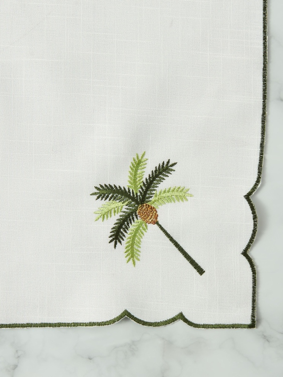 Palm Tree Embroidered Napkin - Set of 4