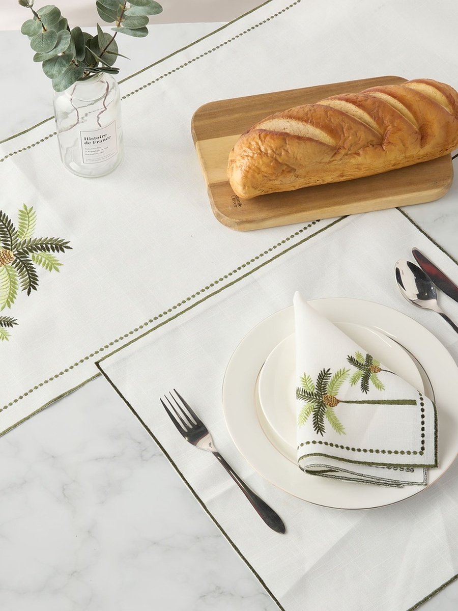 Palm Tree Embroidered Napkin - Set of 4