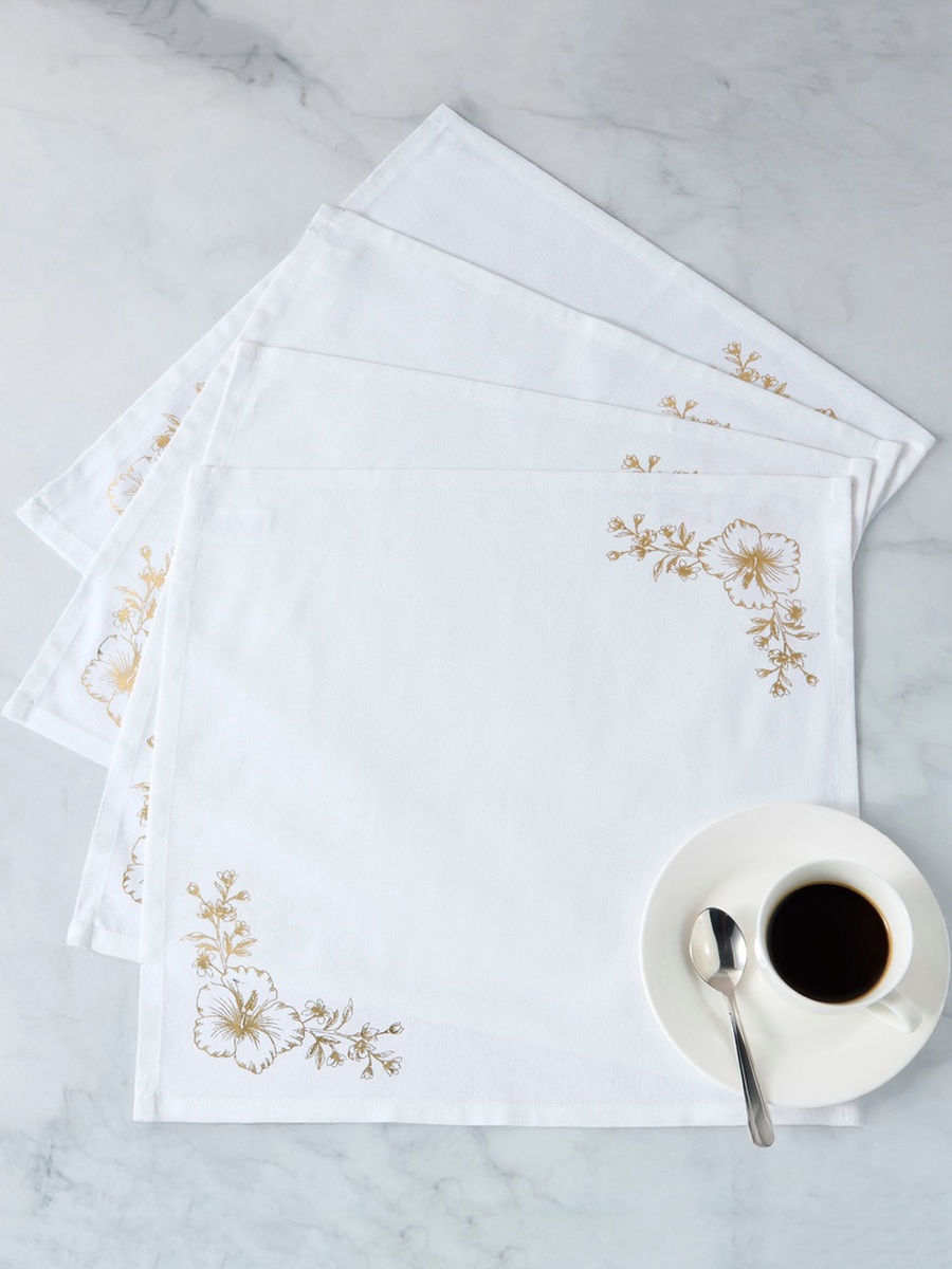Summer Hot Flower Foil Print 4-Piece Napkin Set - 42x42 cm