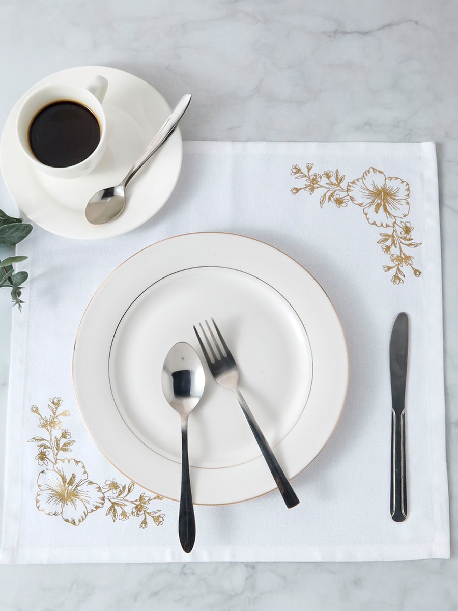 Summer Hot Flower Foil Print 4-Piece Napkin Set - 42x42 cm
