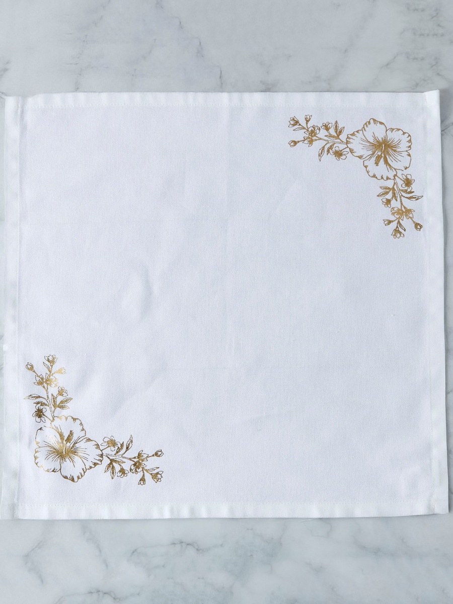 Summer Hot Flower Foil Print 4-Piece Napkin Set - 42x42 cm