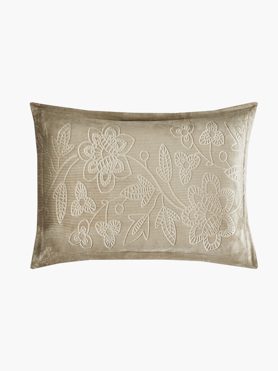 Embossed Velvet Comforter Set Floral Beige