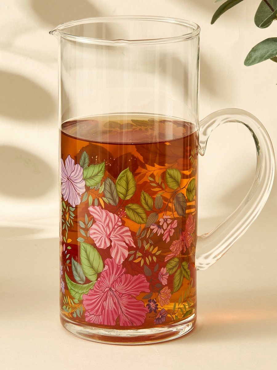 Summer Hot Flower Printed Glass Pitcher - 1.5 L