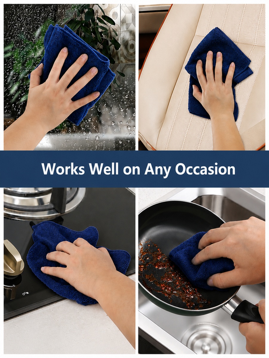 Pack of 6 - Microfiber Kitchen Towels 35x35 cm, 330 GSM - Navy Blue