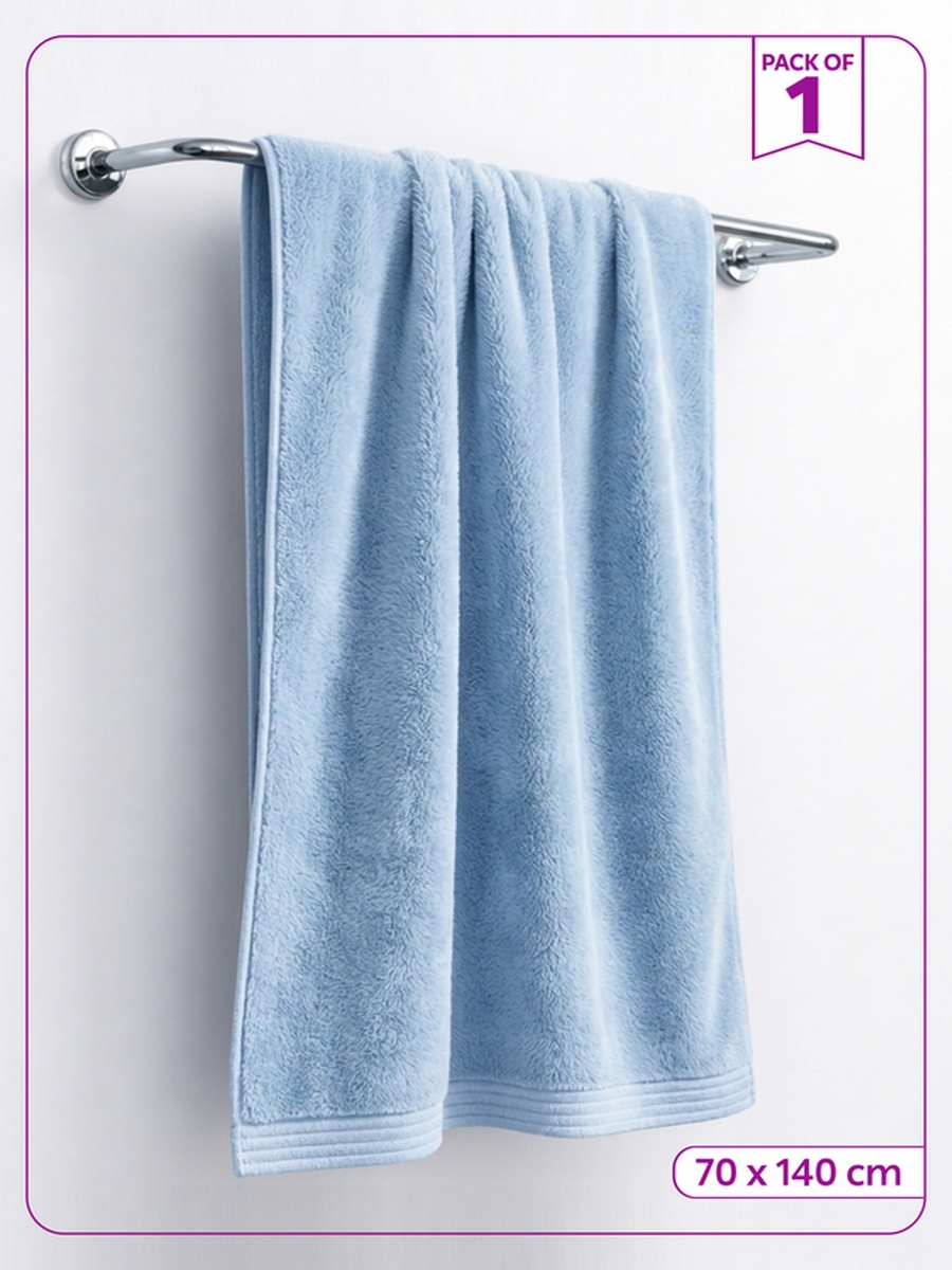 1-Piece Bath Towel 70x140 cm, Microfiber 330 GSM- Light Blue