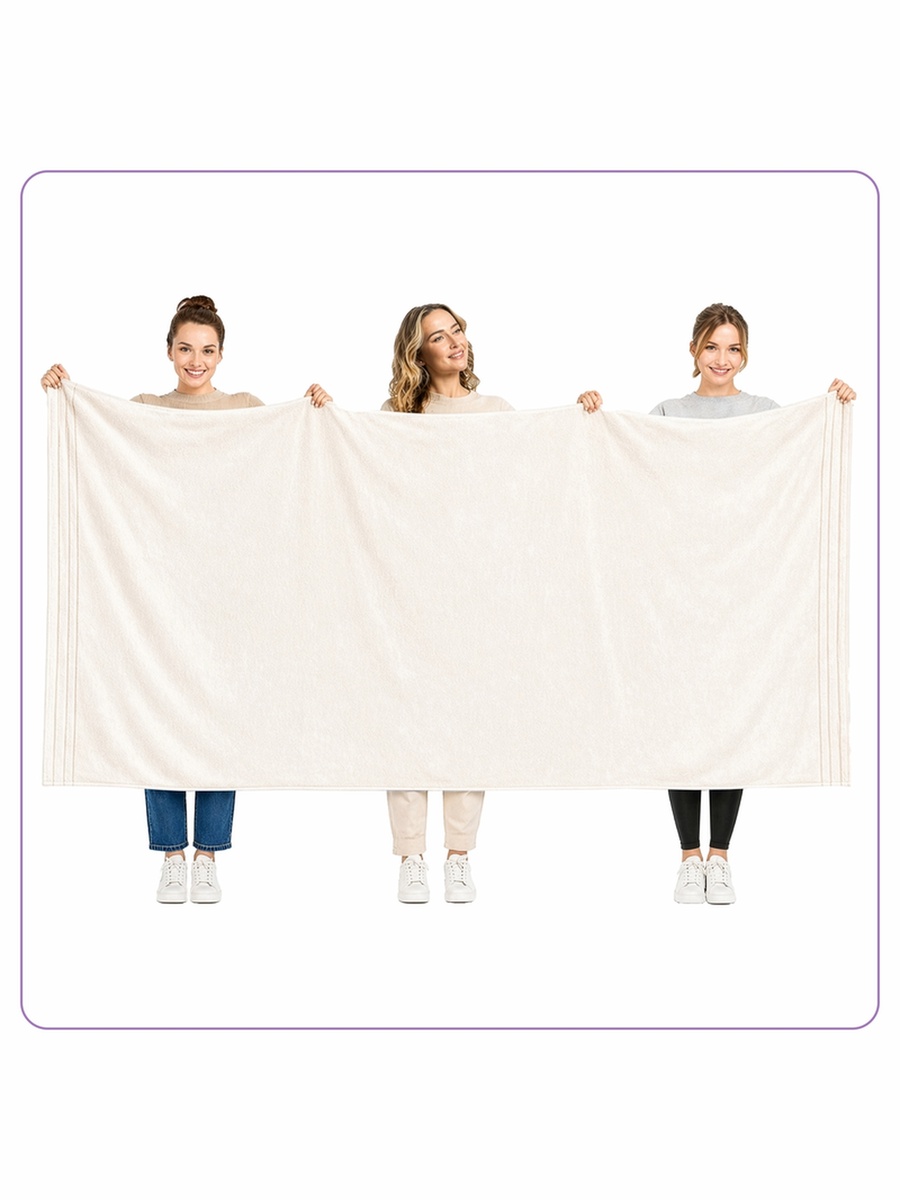 1-Piece Bath Sheet 90x180 cm, Microfiber 330 GSM- White