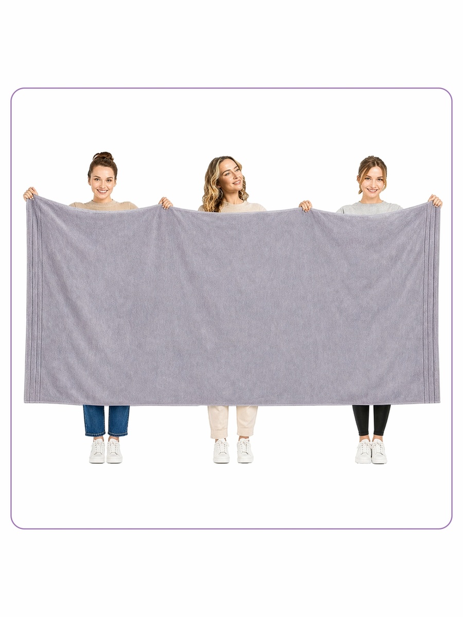 1-Piece Bath Sheet 90x180 cm, Microfiber 330 GSM- Grey