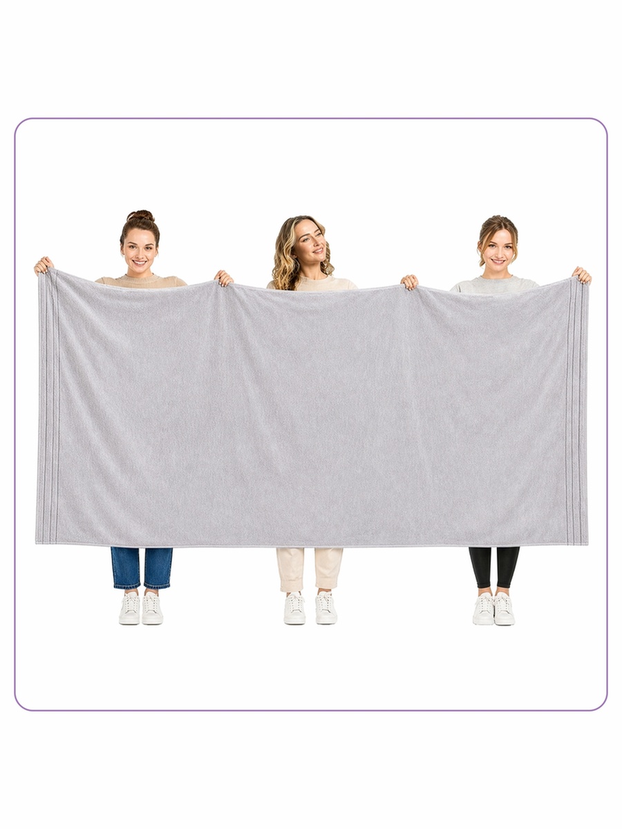 1-Piece Bath Sheet 90x180 cm, Microfiber 330 GSM- Silver