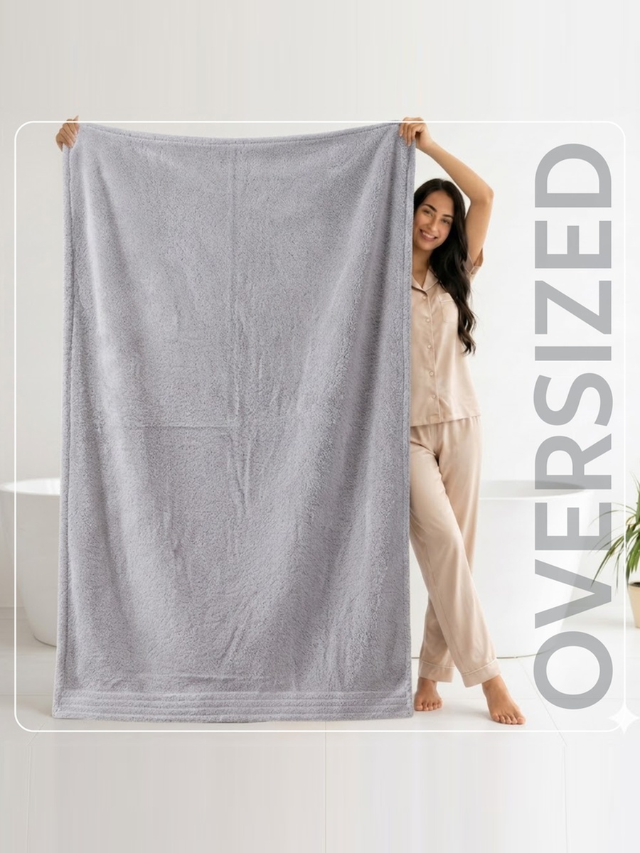 1-Piece Bath Sheet 90x180 cm, Microfiber 330 GSM- Silver