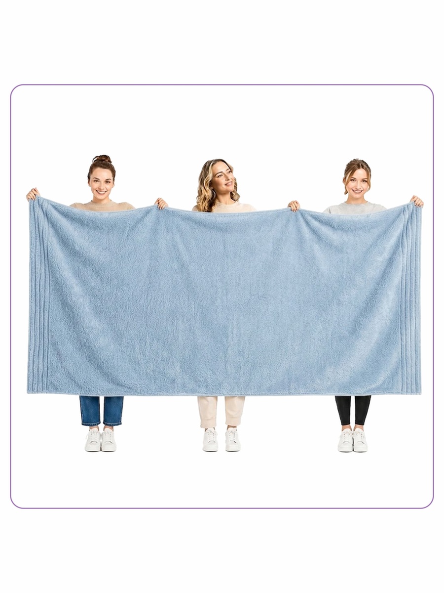 1-Piece Bath Sheet 90x180 cm, Microfiber 330 GSM- Light Blue