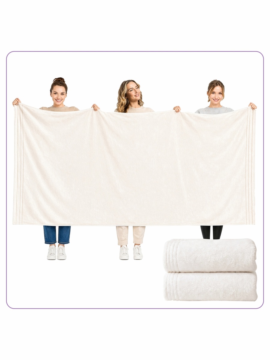 2-Pieces Bath Sheet 90x180 cm, Microfiber 330 GSM- White
