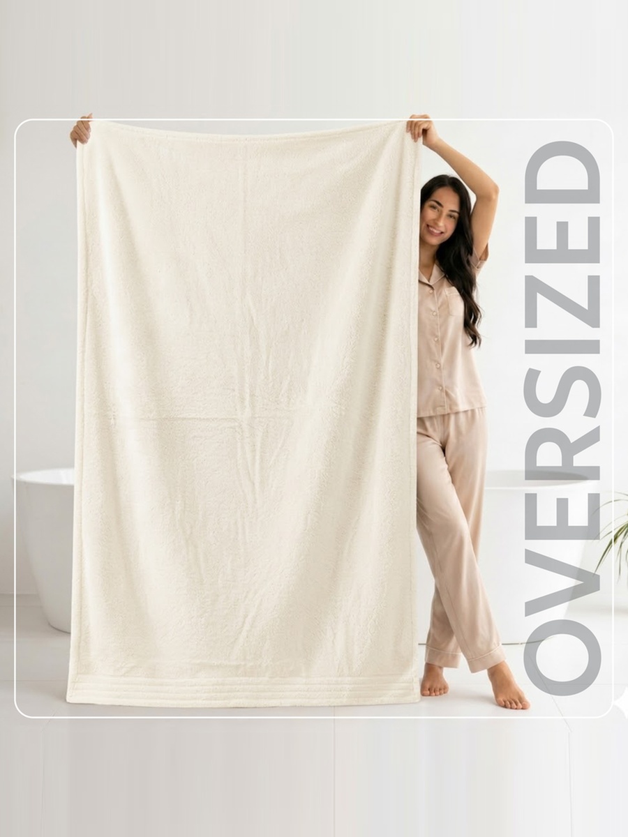 2-Pieces Bath Sheet 90x180 cm, Microfiber 330 GSM- White