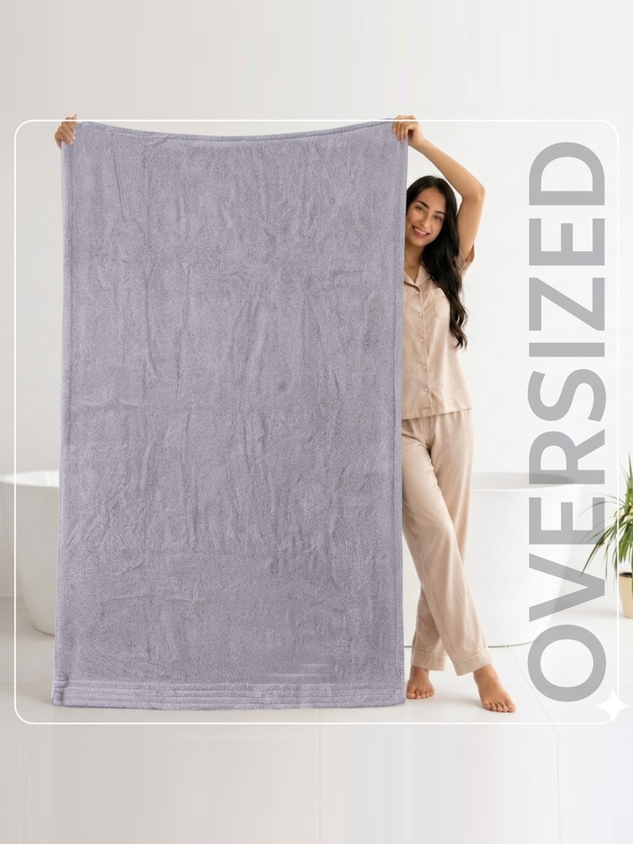 2-Pieces Bath Sheet 90x180 cm, Microfiber 330 GSM- Grey