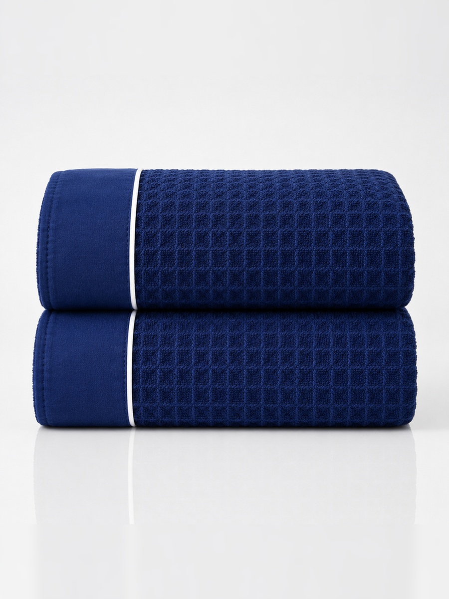 2-Pieces Microfiber Waffle Weave Hand Towel, 310 GSM 50x90 cm - Navy Blue