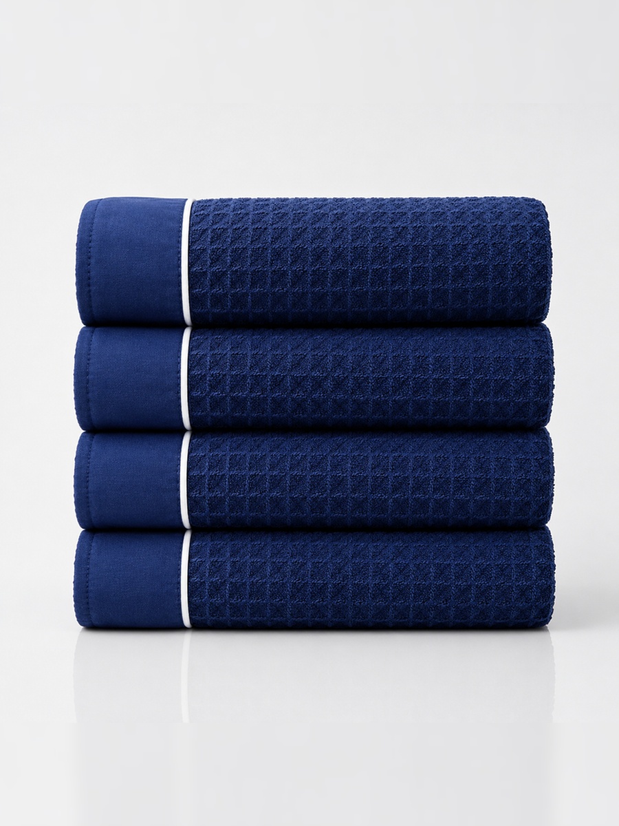 4-Pieces Microfiber Waffle Weave Hand Towel, 310 GSM 50x90 cm - Navy Blue