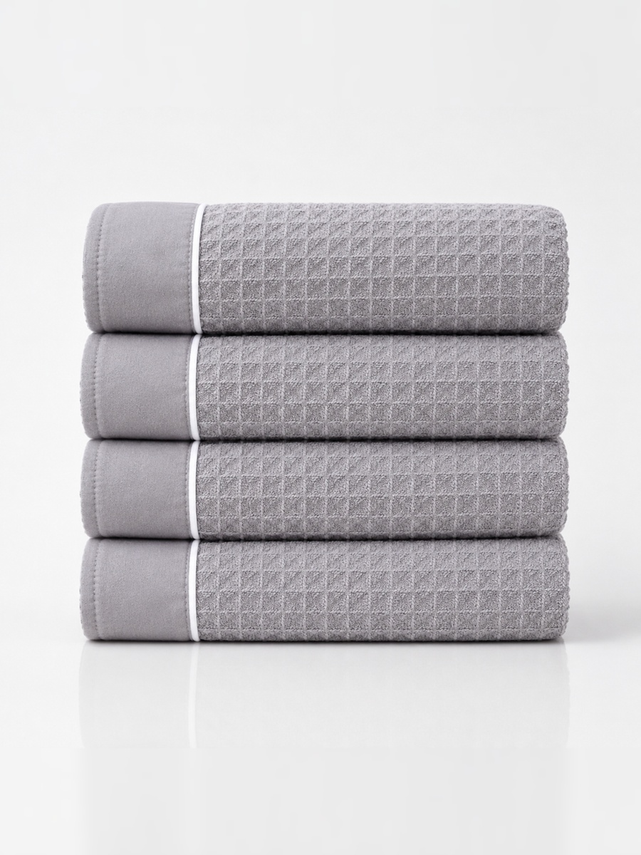 4-Pieces Microfiber Waffle Weave Hand Towel, 310 GSM 50x90 cm - Grey