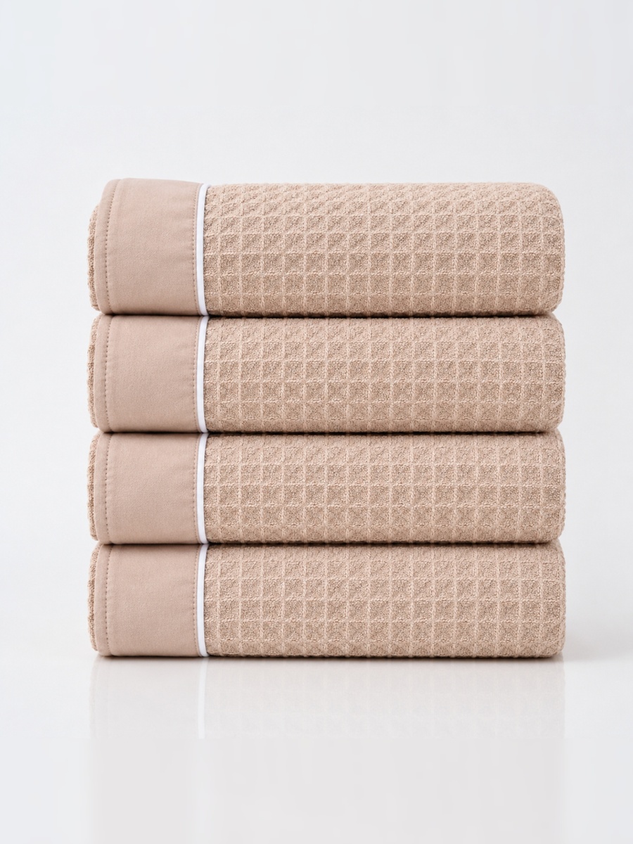 4-Pieces Microfiber Waffle Weave Hand Towel, 310 GSM 50x90 cm - Beige