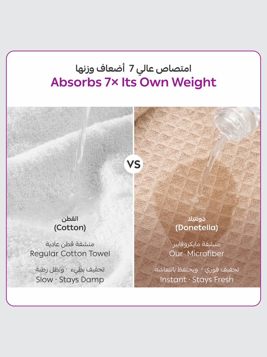 4-Pieces Microfiber Waffle Weave Hand Towel, 310 GSM 50x90 cm - Beige