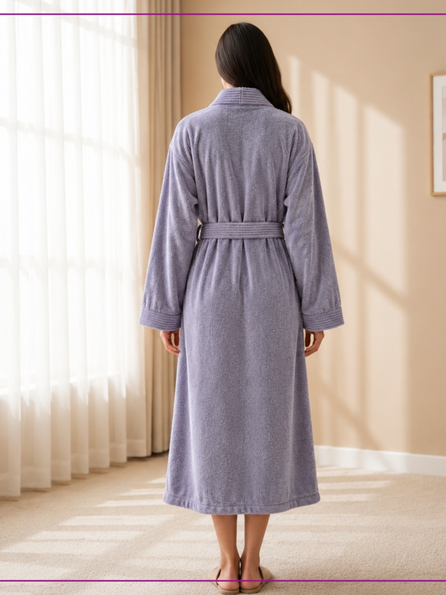 1 Piece -Unisex Bathrobe L Size , 330 GSM - Grey