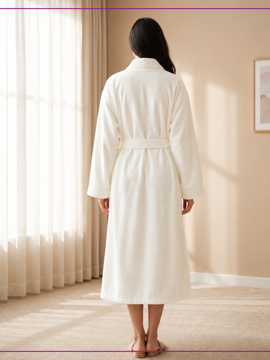 1 Piece -Unisex Bathrobe XL Size , 330 GSM - White