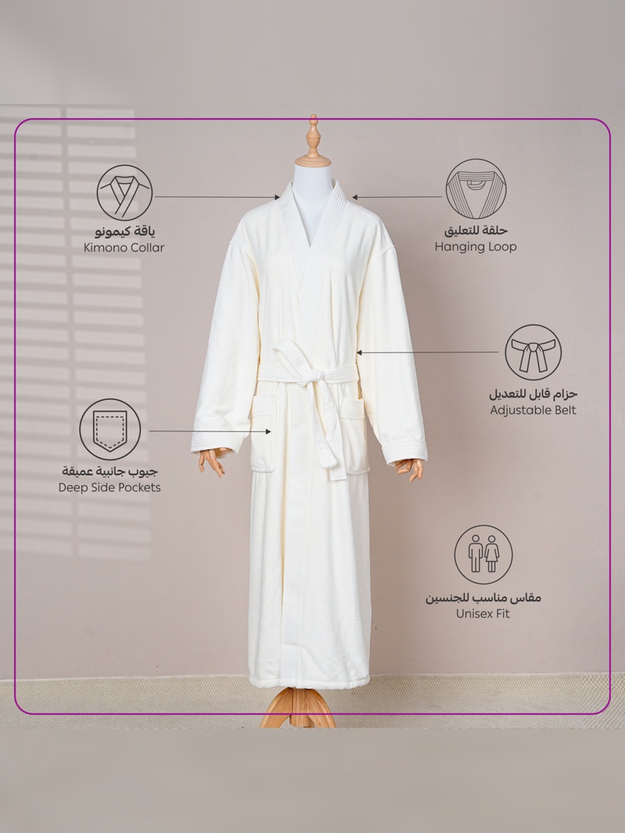 1 Piece -Unisex Bathrobe XL Size , 330 GSM - White