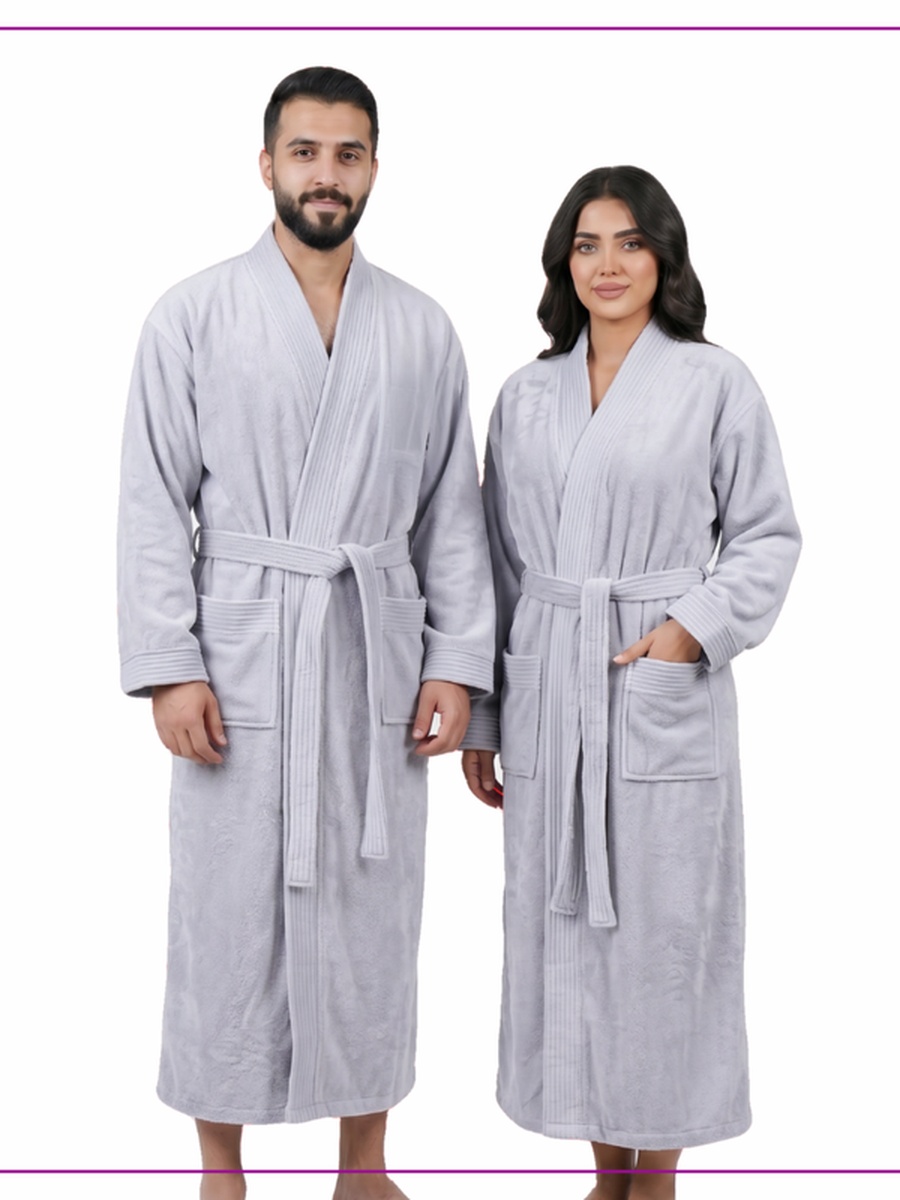 1 Piece -Unisex Bathrobe XL Size , 330 GSM - Silver