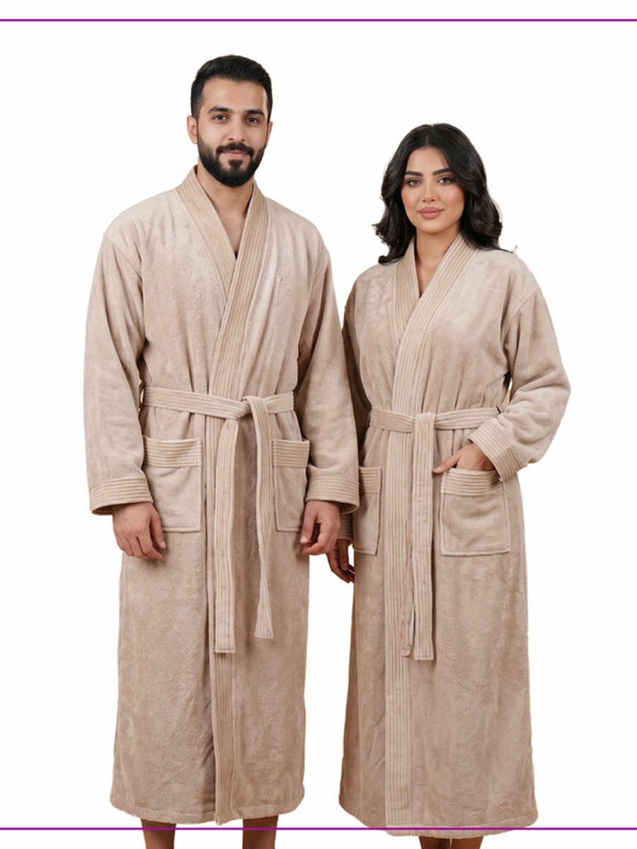 1 Piece -Unisex Bathrobe XL Size , 330 GSM - Beige